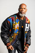 Black Patchwork Varsity Jacket