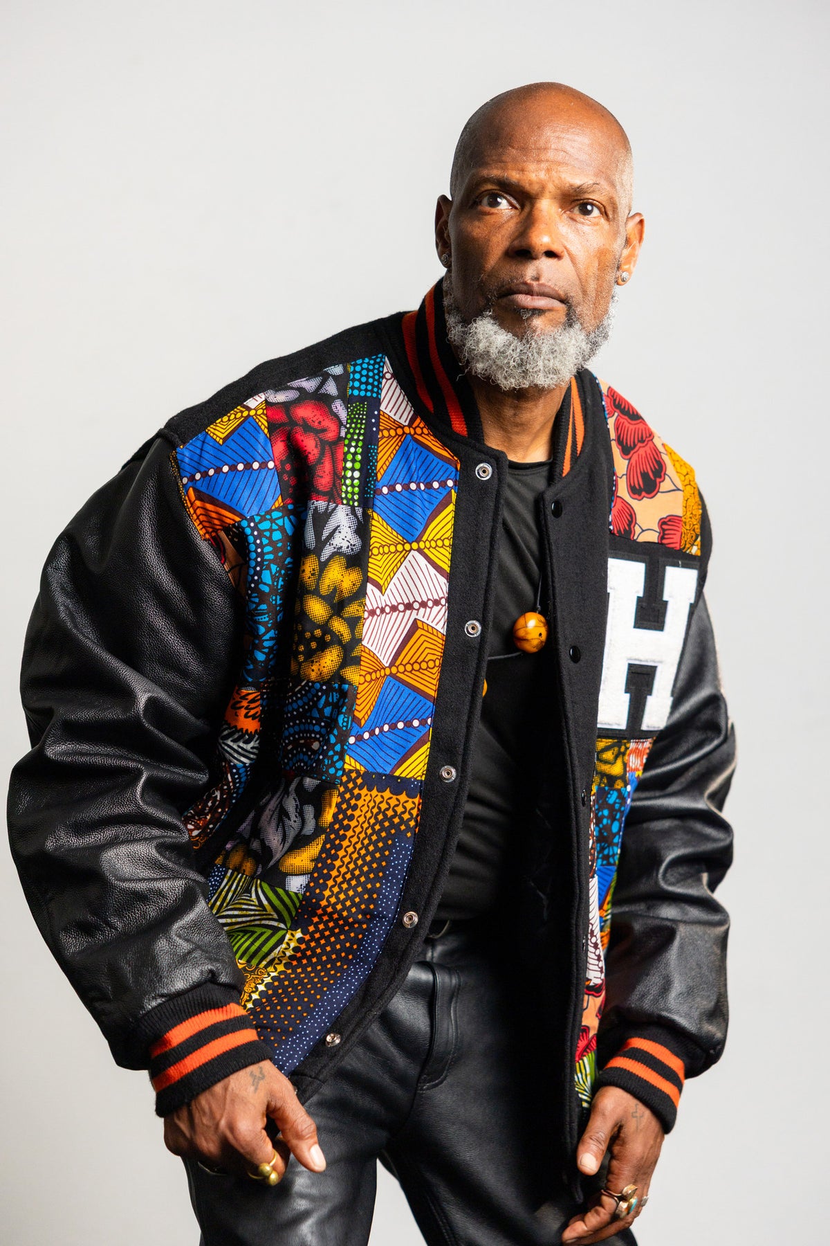 Black Patchwork Varsity Jacket