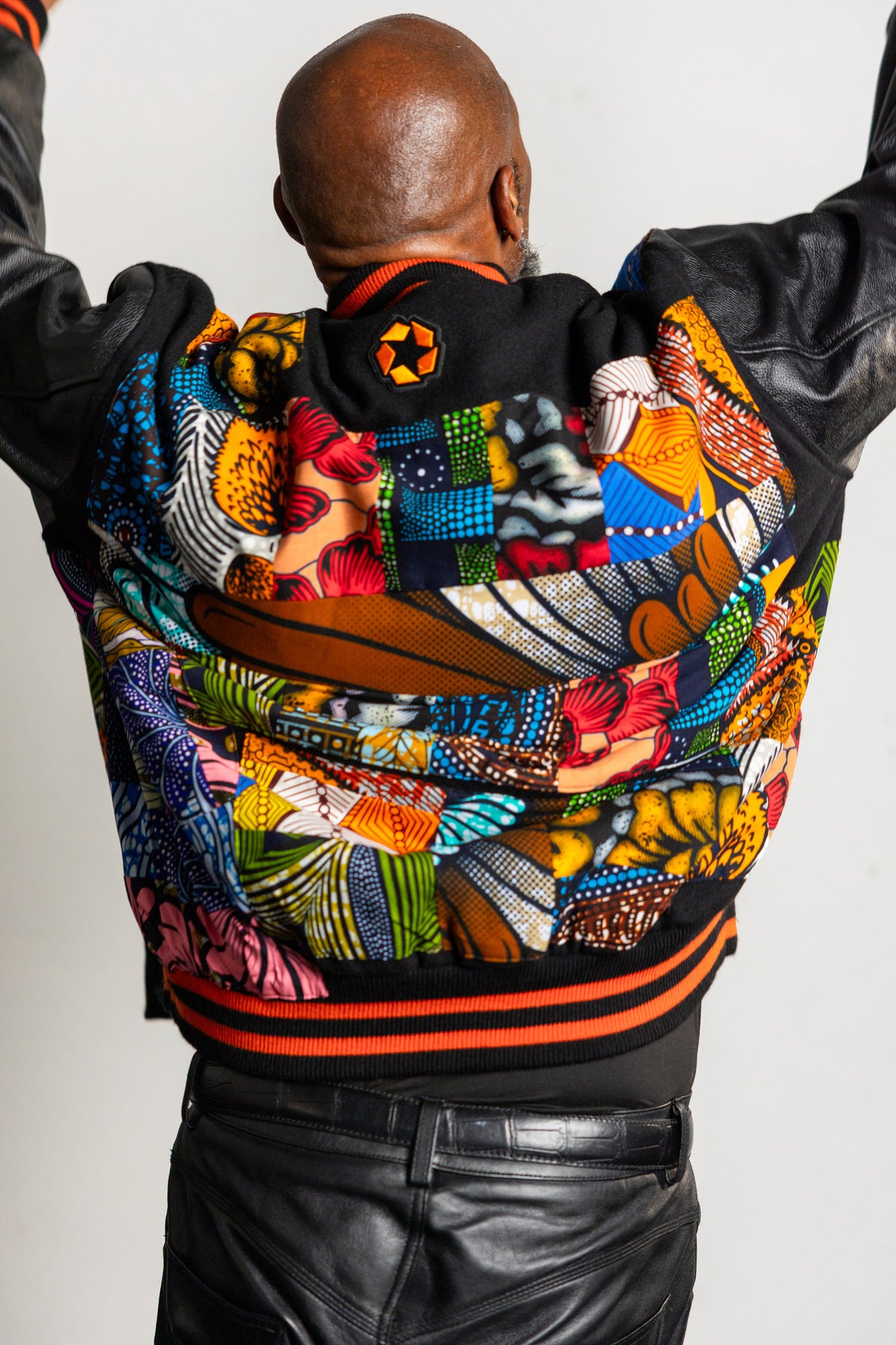 Black Patchwork Varsity Jacket