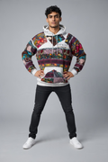 Gracist Heather Gray Patchwork Hoodie — Left-Chest Logo