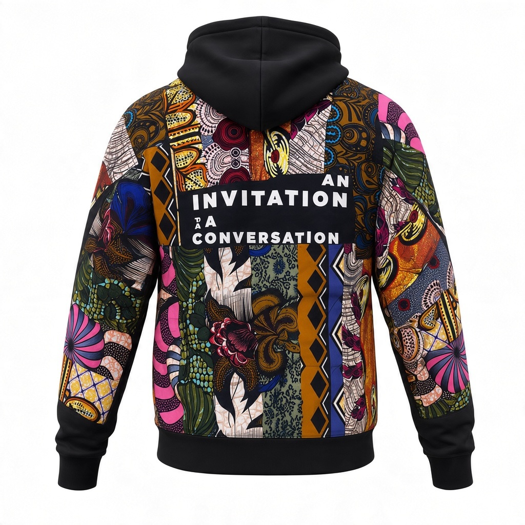 Gracist Black Floral Patchwork Hoodie — Chest Band Logo